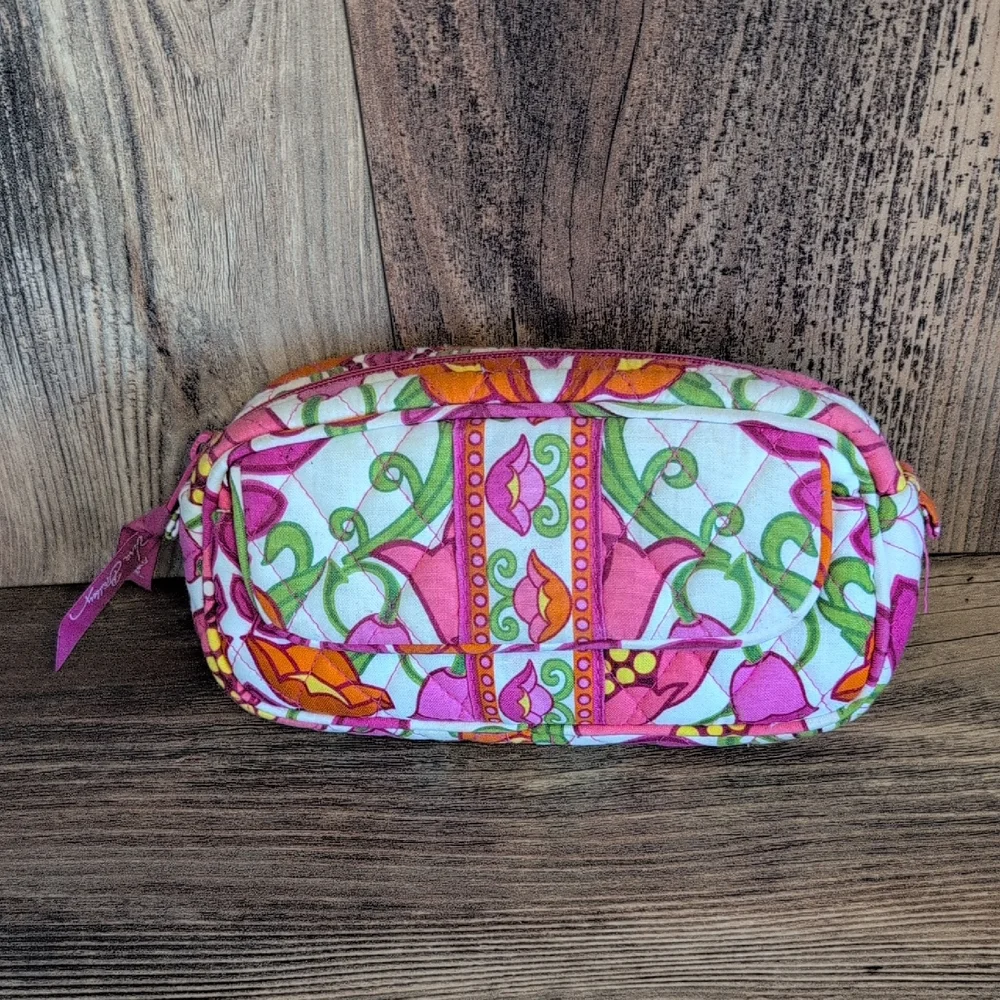 Vera Bradley Pink Tulip Cosmetic Case Makeup Bag Inside Mirror 4x8 M54